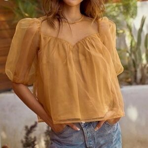 ✨New✨ Mesh Puff Sleeve Honey Top